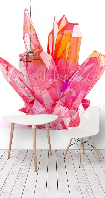Picture of Red gemstone Geometric crystal isolated on white background 3D illustration